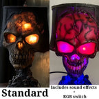 Lava Stone Skull LED Lamp – Gothic Halloween Resin Table Light