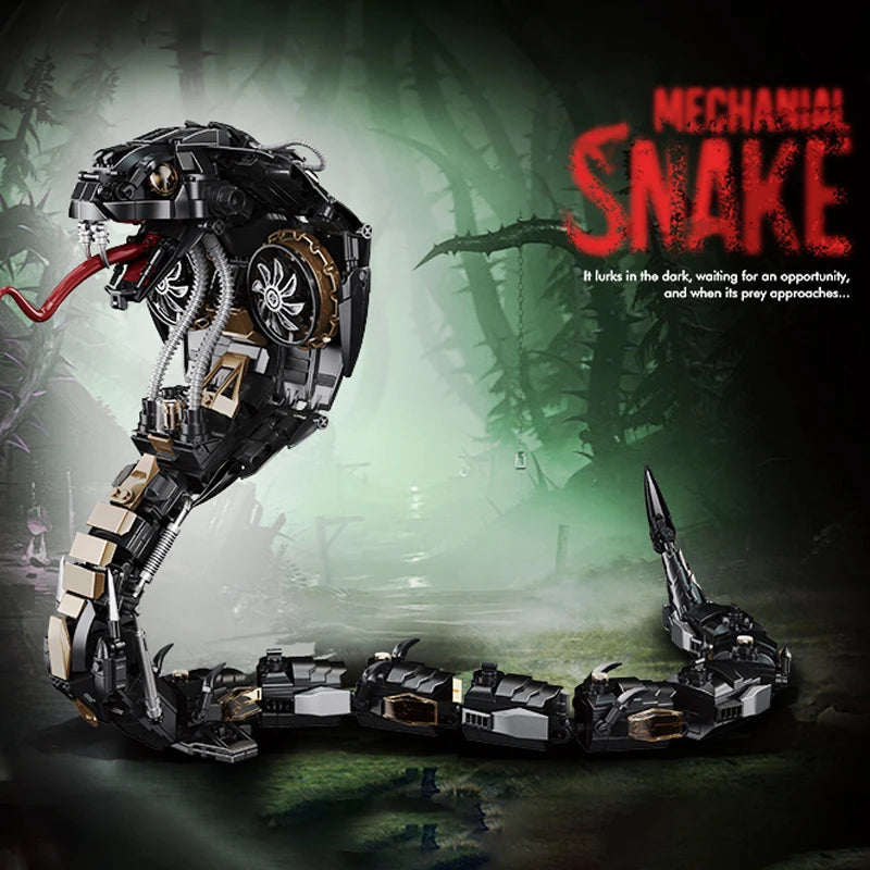 1000+PCS Cyberpunk Mechanical Snake Building Blocks – Technical Animal Model