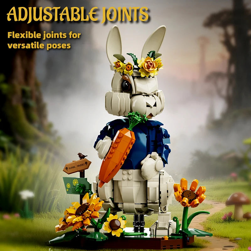 1258PCS Pastoral Rabbit Building Blocks – Floral Countryside Display Model
