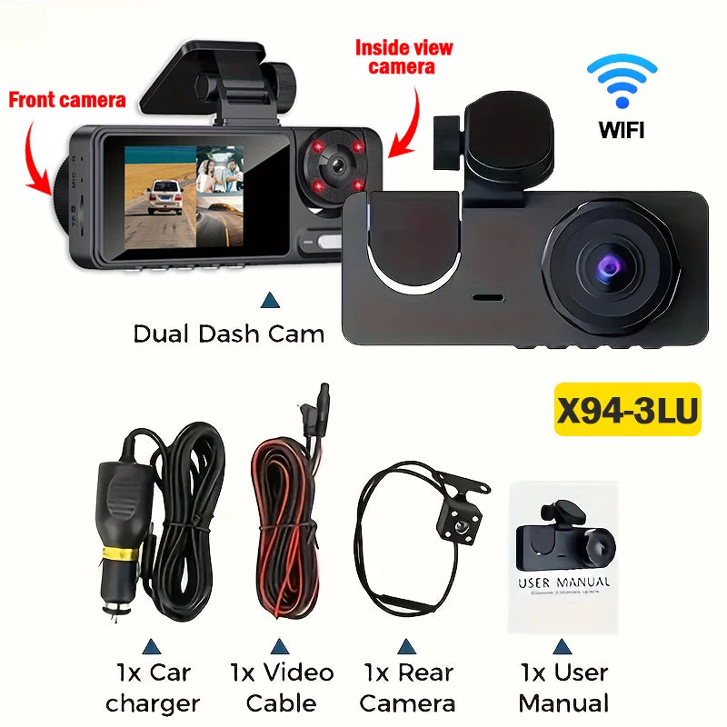 2/3 Channel WiFi Dash Cam – Front, Interior & Rear