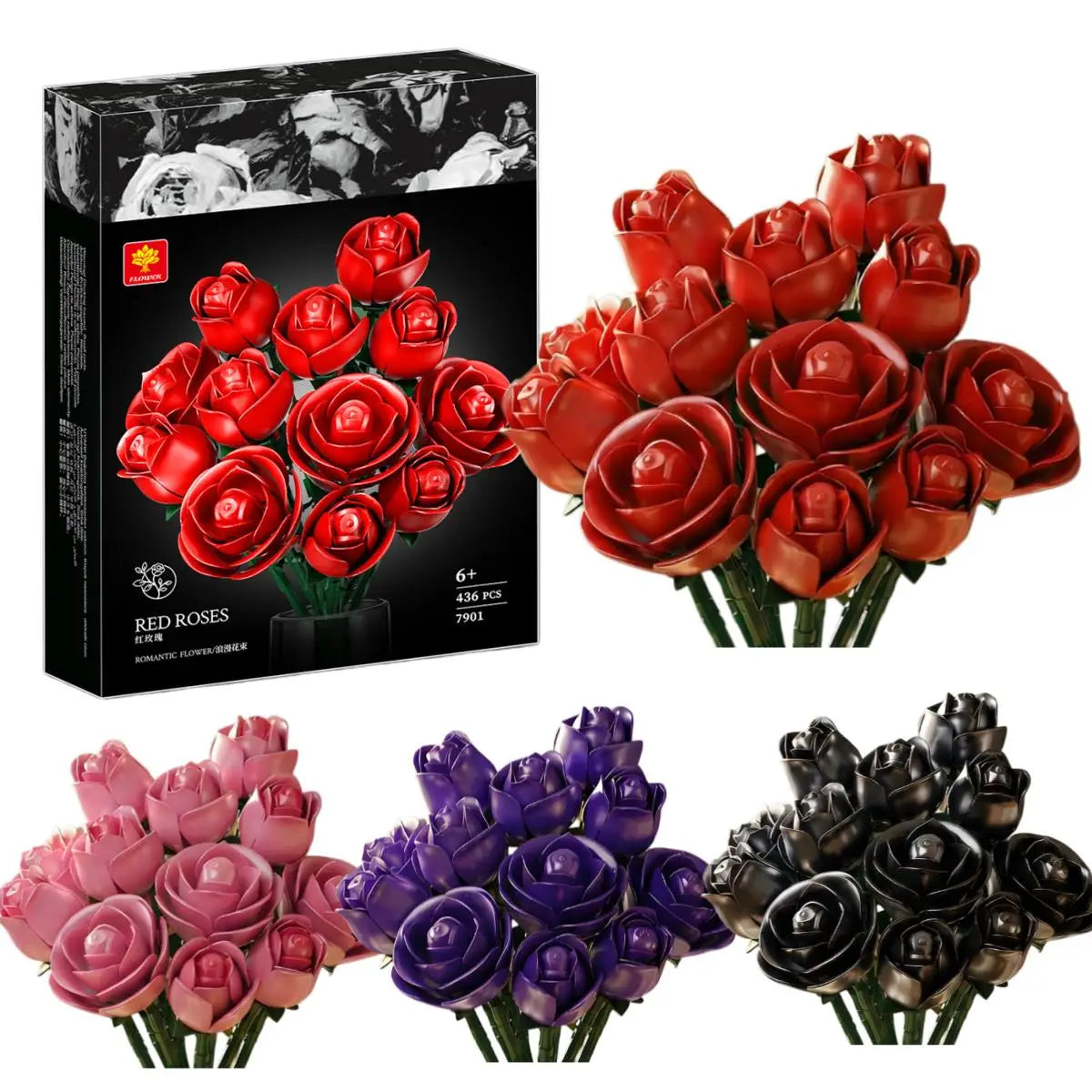 436PCS Rose Bouquet Building Set