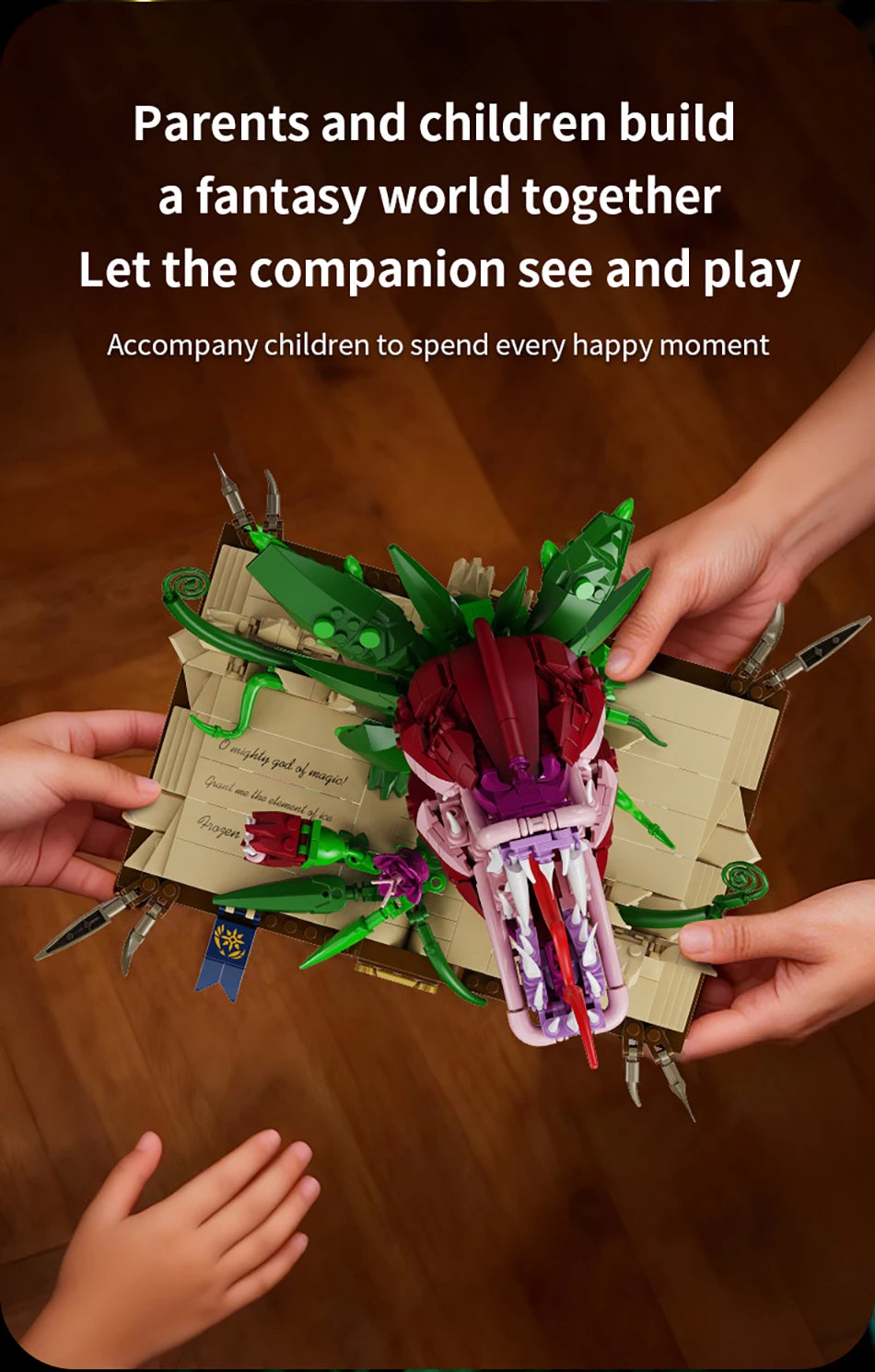 Creative MOC Carnivorous Plant Magic Book Building Blocks Collection Home Decoration Bricks Construction Toys For Children Gift