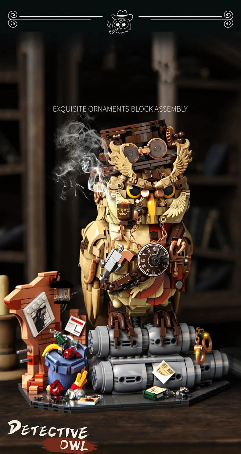 Mechanical Owl Detective Building Block Set – 1,286 Pieces