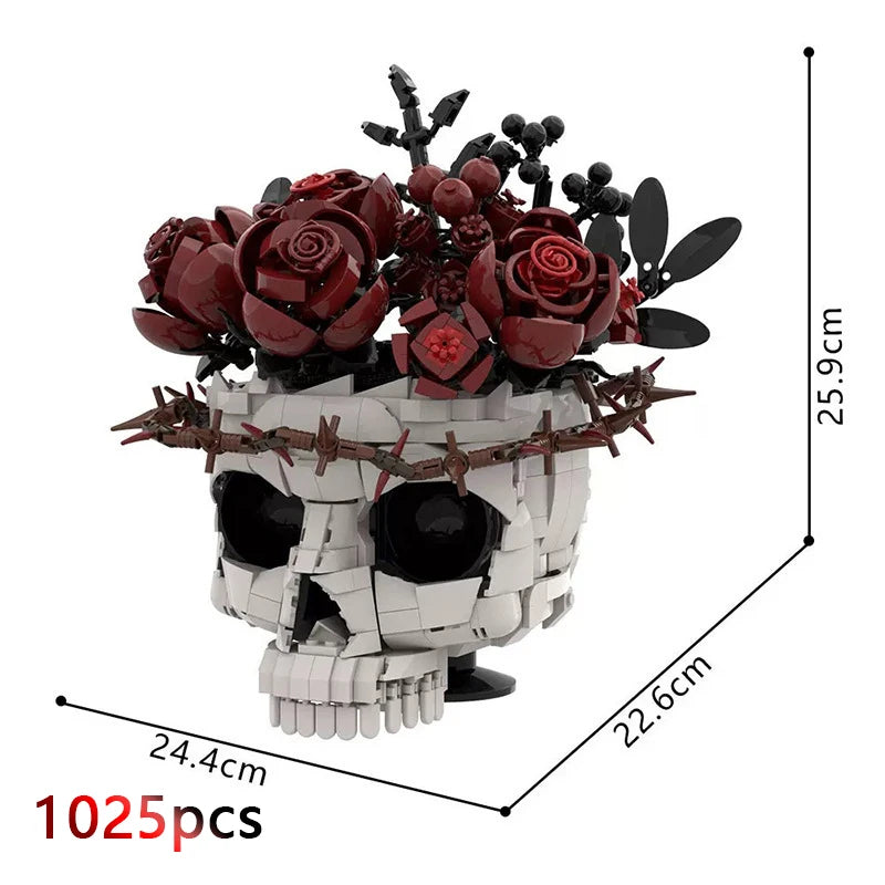 2026 Halloween MOC Building Block Collection – Crow, Skull, Rose &amp; Gothic Display Models