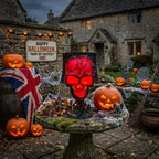 Lava Stone Skull LED Lamp – Gothic Halloween Resin Table Light
