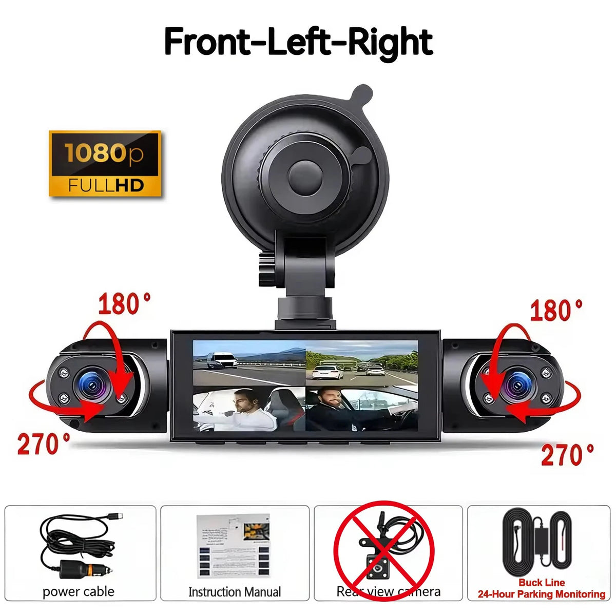4-Camera 360° Dash Cam – Front, Rear & Side