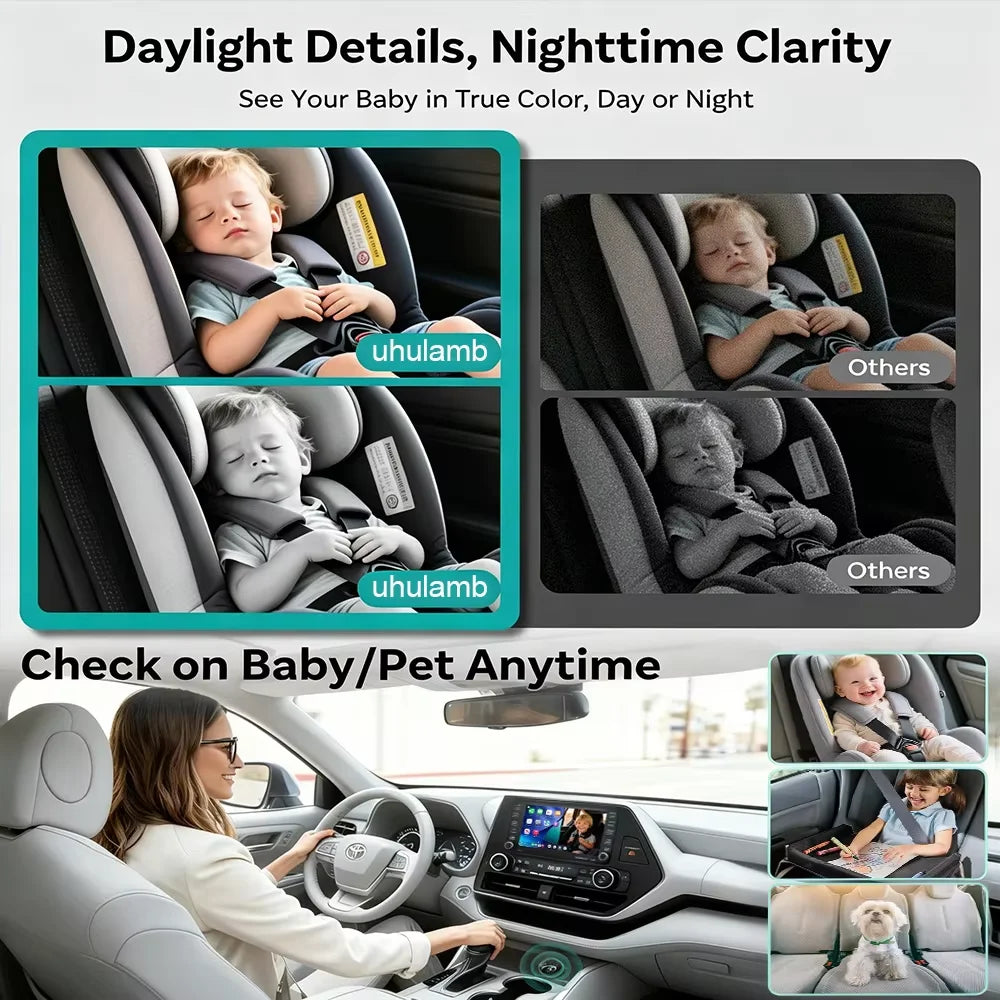 Baby Car Camera with Wireless CarPlay & Android Auto