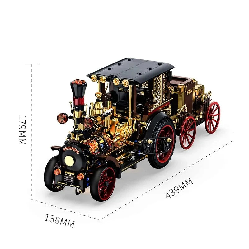 Vintage Mechanical Steam Car Building Block Set – 1,331 Pieces