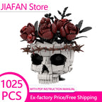2026 Halloween MOC Building Block Collection – Crow, Skull, Rose &amp; Gothic Display Models