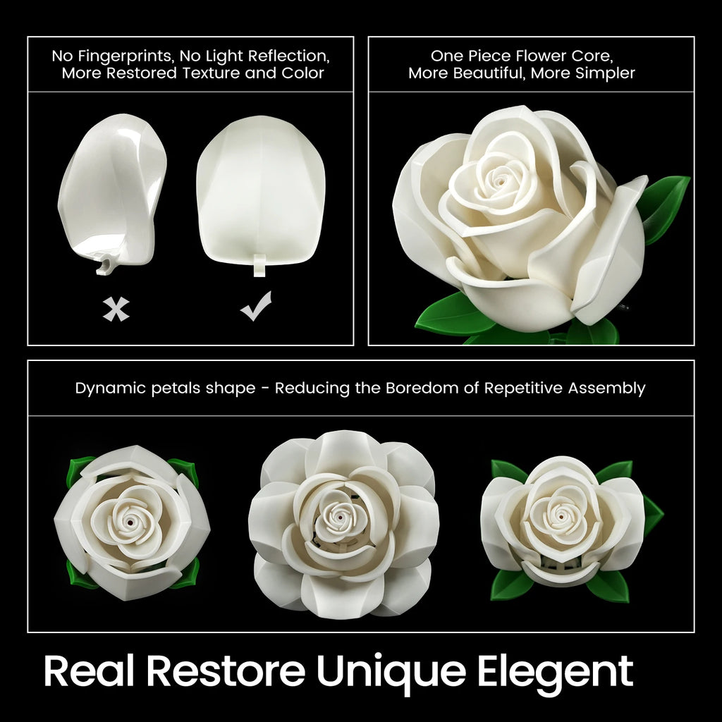 12 Rose White Bouquet Building Set