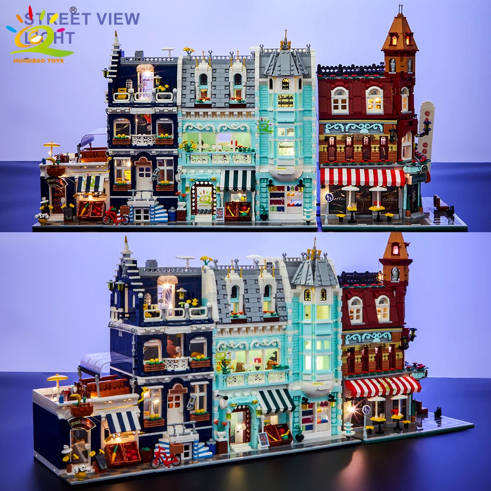 HUIQIBAO City Corner Coffee Shop Micro Building Blocks – 5 Sets to Collect