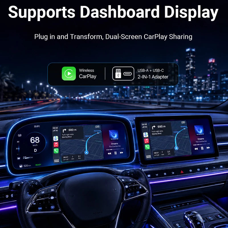 TOP SELLER - 2-in-1 Wireless CarPlay & Android Auto Adapter