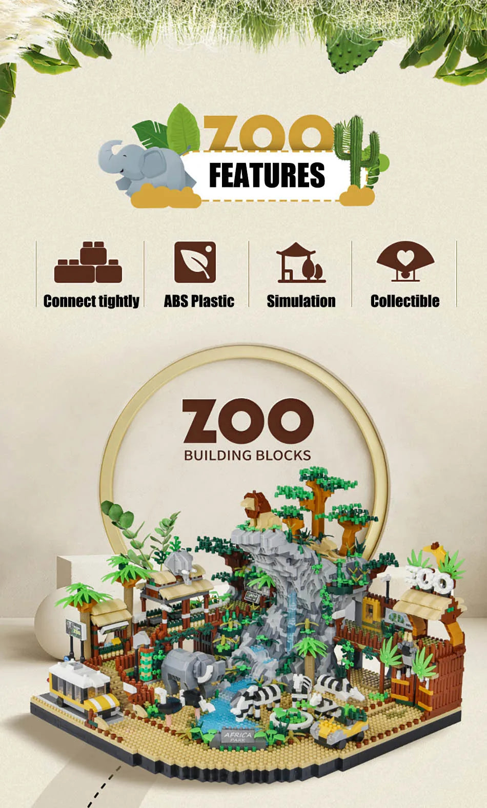 4800PCS / 5000PCS Animal Zoo MICRO Building Blocks – Connecting Animal Park Sets