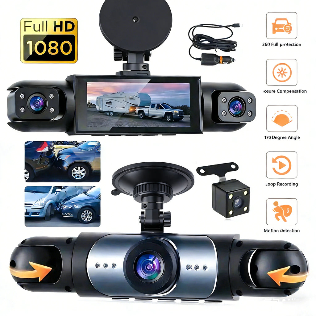 4-Camera 360° Dash Cam – Front, Rear & Side