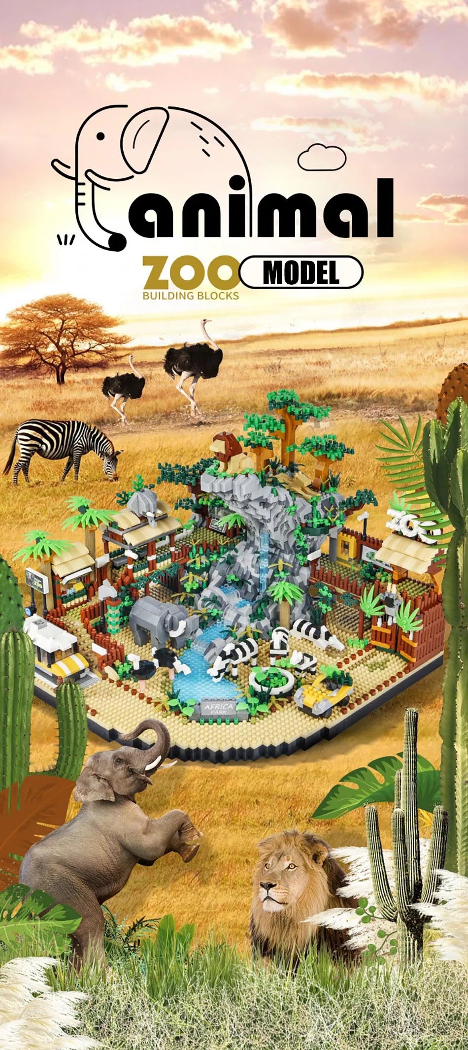 4800PCS / 5000PCS Animal Zoo MICRO Building Blocks – Connecting Animal Park Sets
