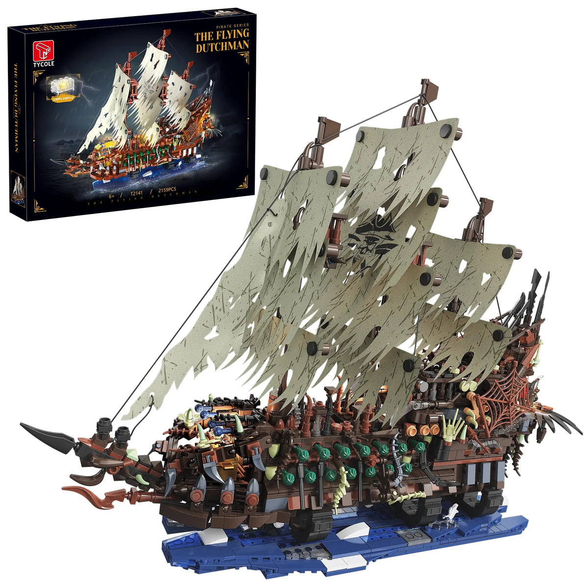 2,159 Pieces - LED Flying Dutchman Ghost Pirate Ship Building Block Set
