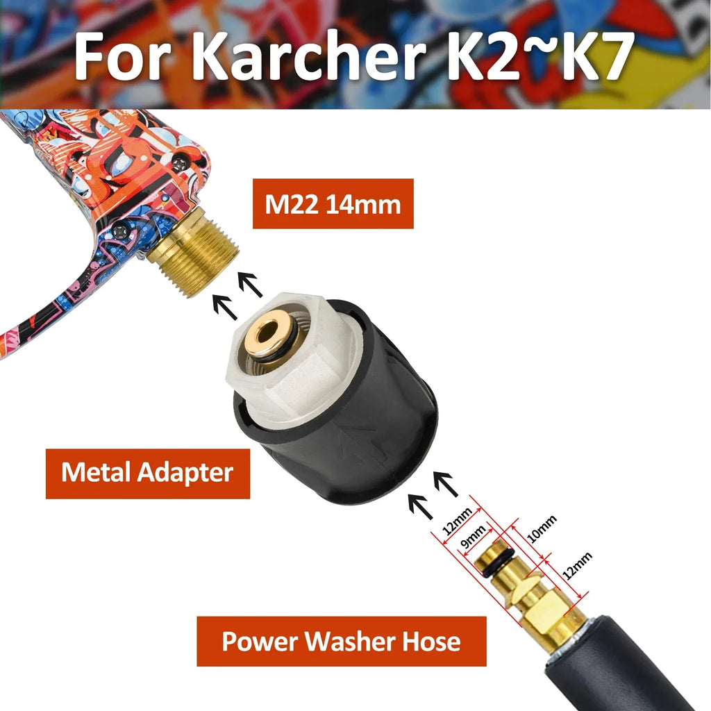 Pressure Washer Water Gun Kit with 1L Foam Cannon – Professional Car Cleaning Set