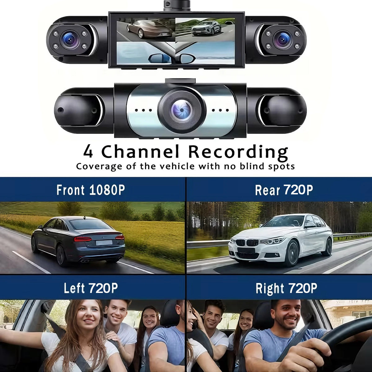 4-Camera 360° Dash Cam – Front, Rear & Side