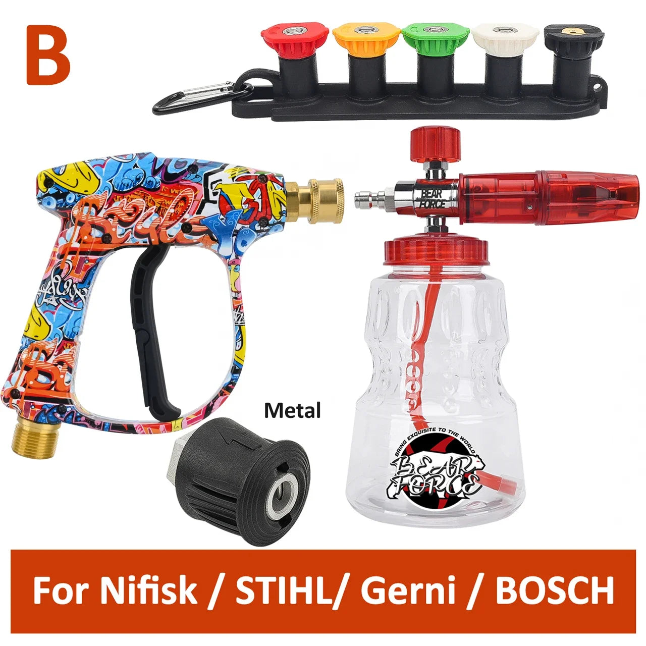 Pressure Washer Water Gun Kit with 1L Foam Cannon – Professional Car Cleaning Set