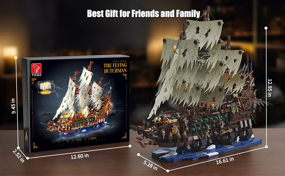 2,159 Pieces - LED Flying Dutchman Ghost Pirate Ship Building Block Set