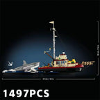1,497PCS  JAWS - Inspired Shark & Fishing Boat Diorama – MOC 21350