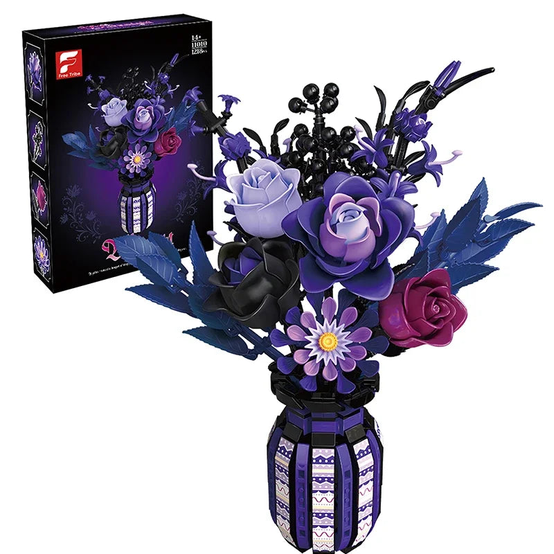 1218/822 PCS Dark Romance Gothic Bouquet Building Set – 2 Designs