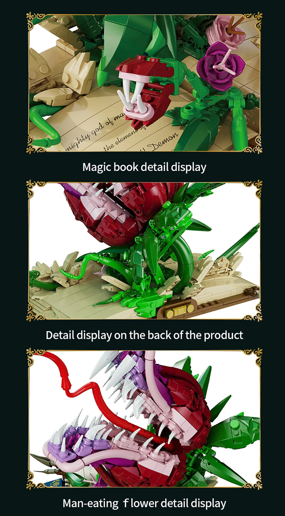 Creative MOC Carnivorous Plant Magic Book Building Blocks Collection Home Decoration Bricks Construction Toys For Children Gift