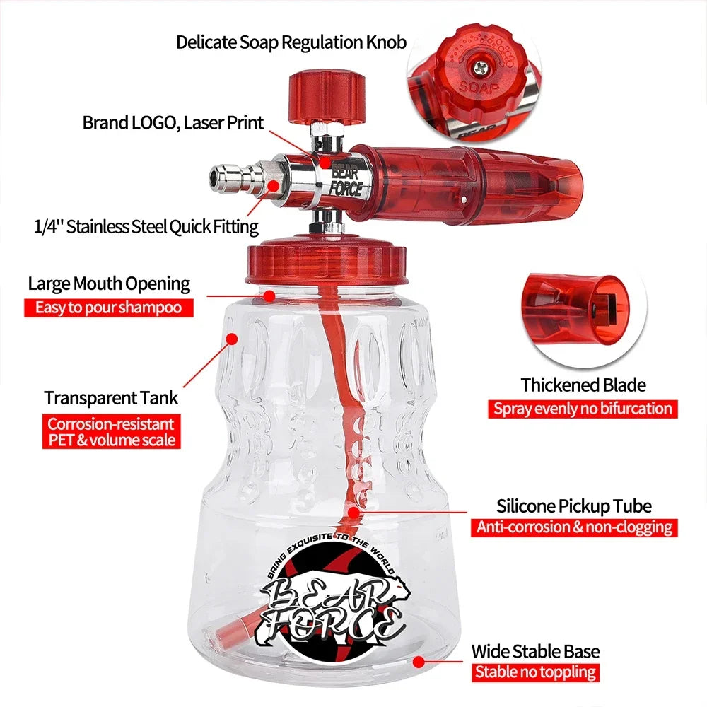 Pressure Washer Water Gun Kit with 1L Foam Cannon – Professional Car Cleaning Set