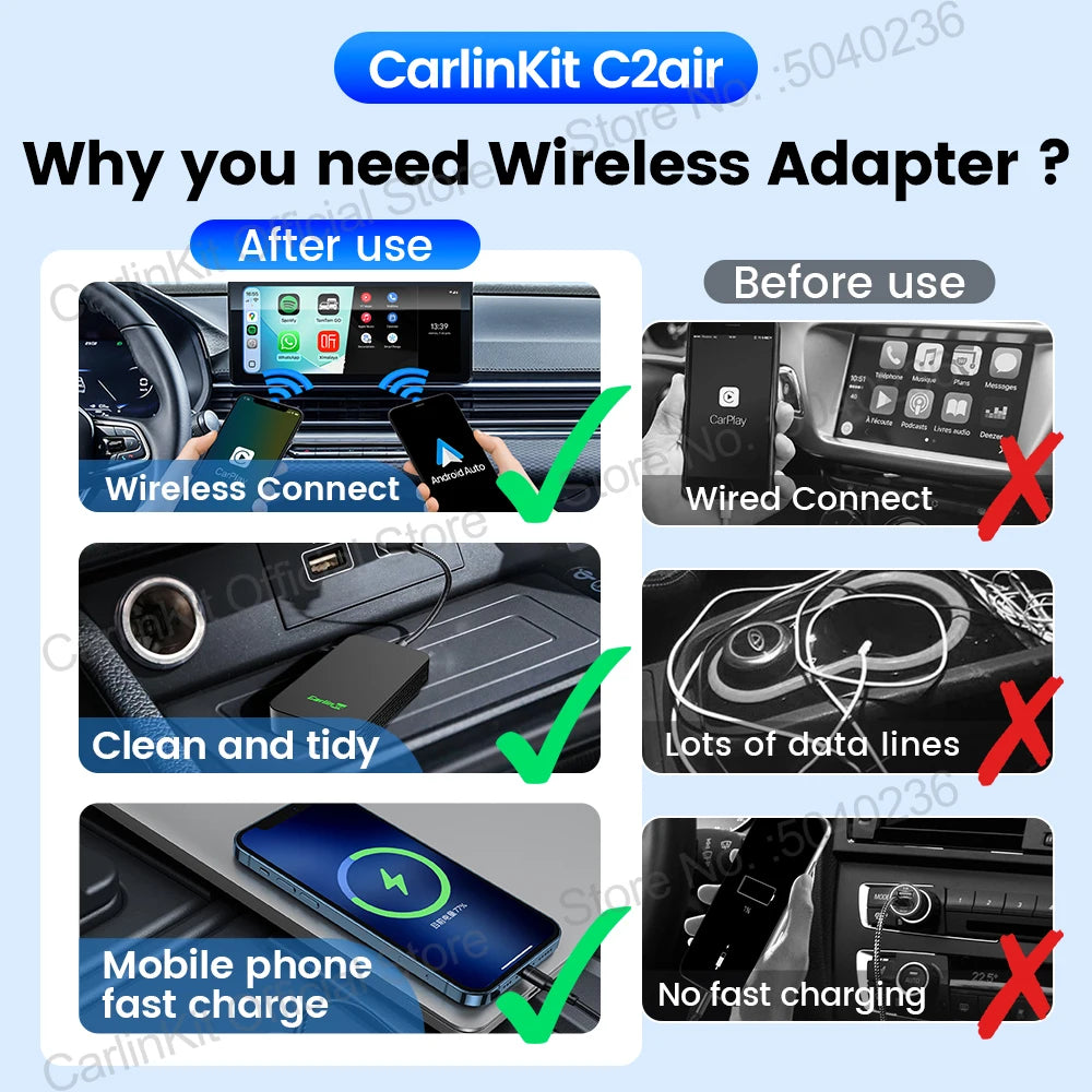 CarlinKit 5.0 C2Air Wireless CarPlay & Android Auto Adapter