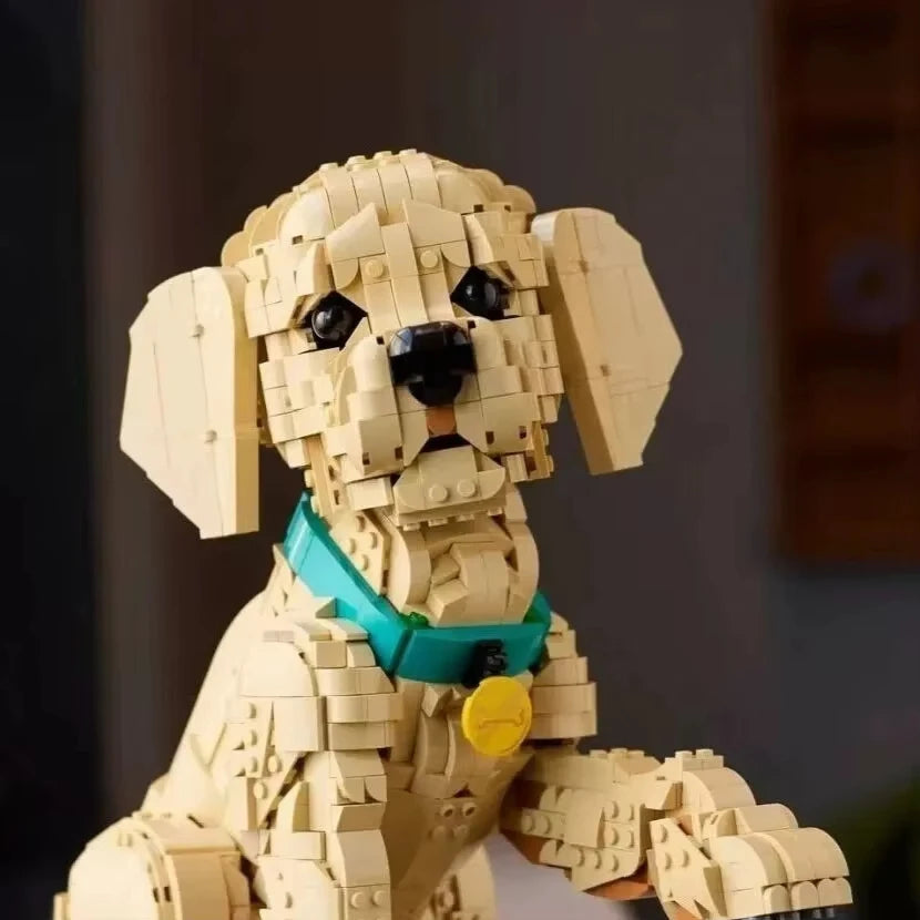2026 NEW 2,102PCS Golden Retriever Puppy Building Blocks – Posable Dog Model