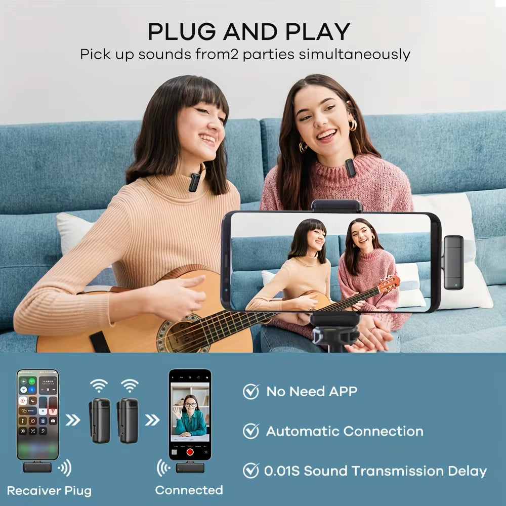 Wireless Lavalier Microphone with Charging Case