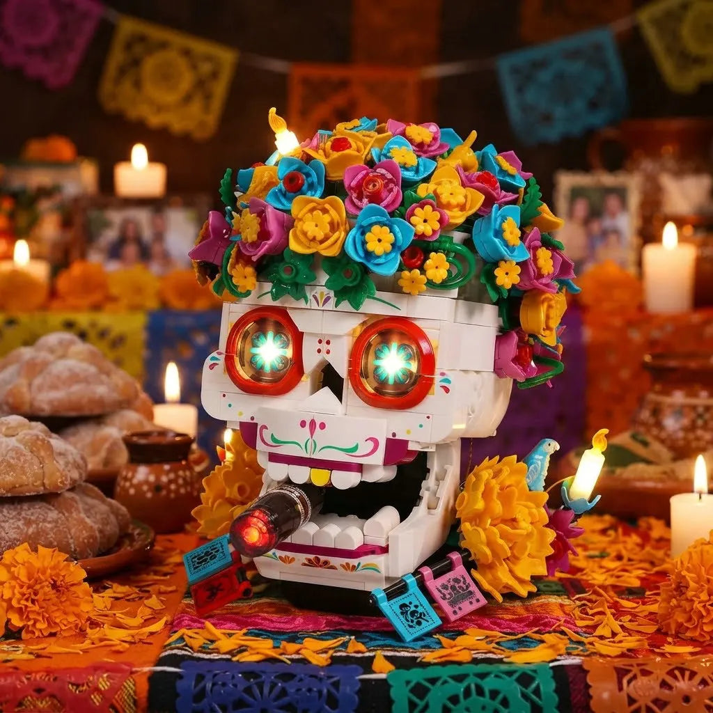 959PCS Day of the Dead Skull Building Set