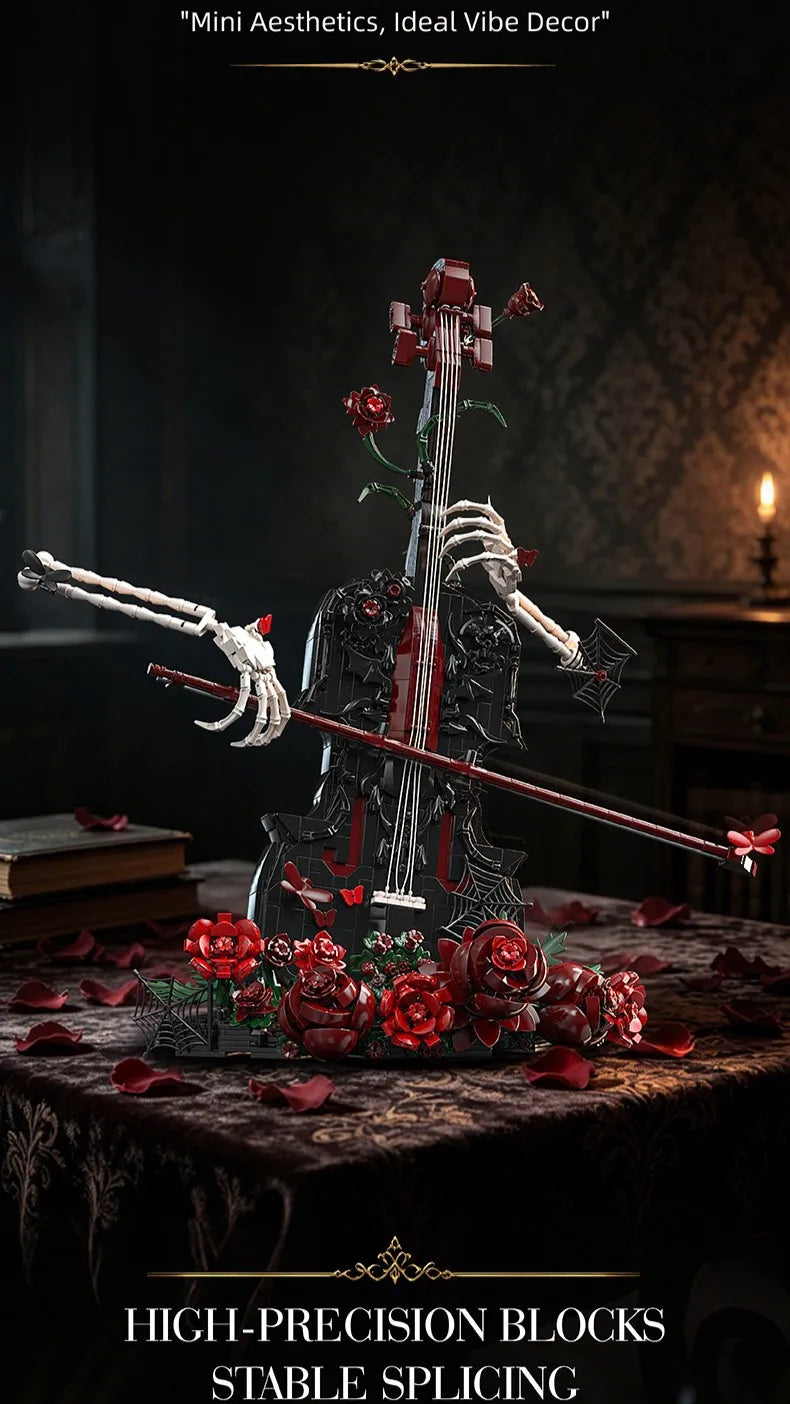 1,429 Pieces - Gothic Skeleton Cello Building Block Set