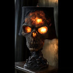 Lava Stone Skull LED Lamp – Gothic Halloween Resin Table Light