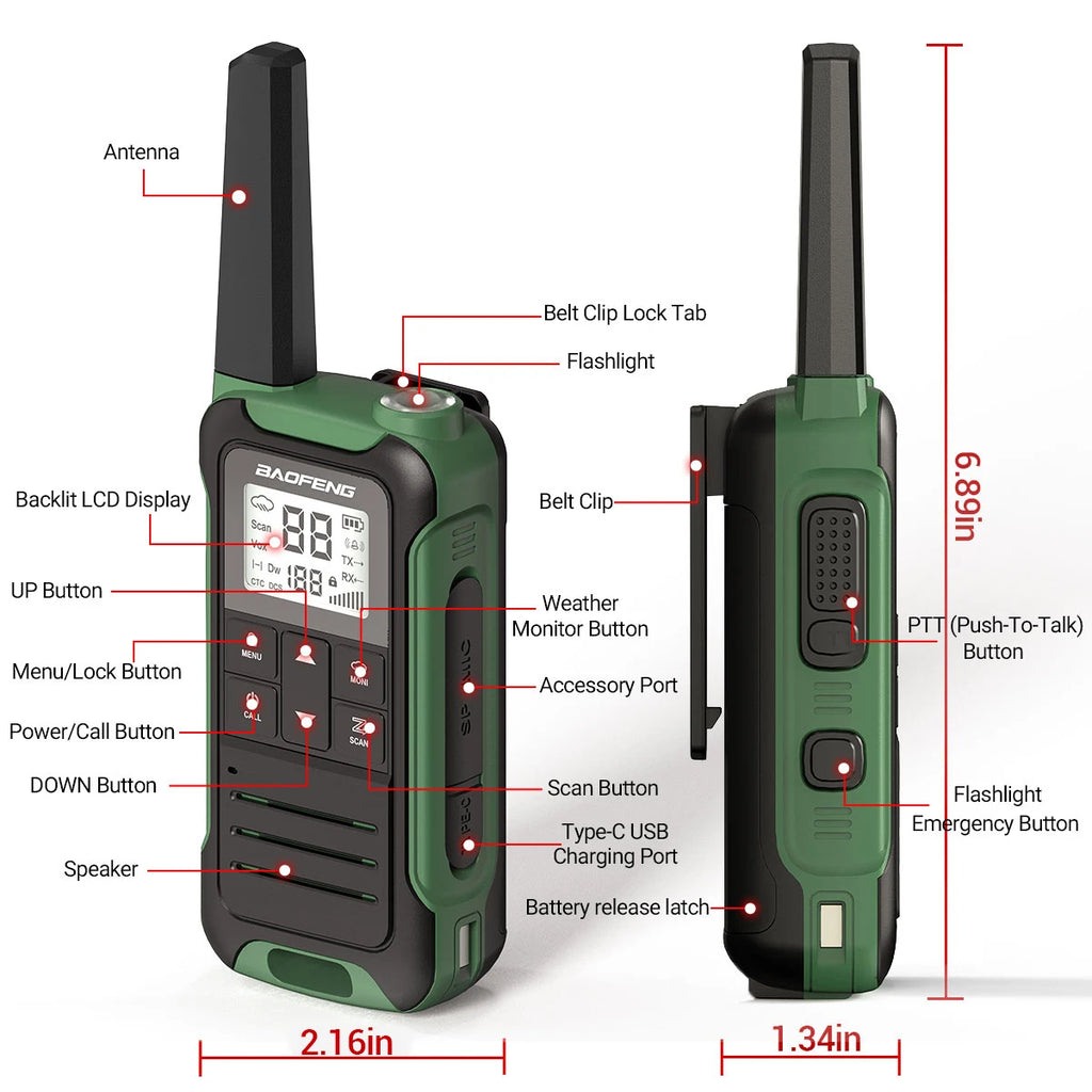 Baofeng F22 Walkie Talkie Twin Pack – Long Range PMR/FRS Two-Way Radios