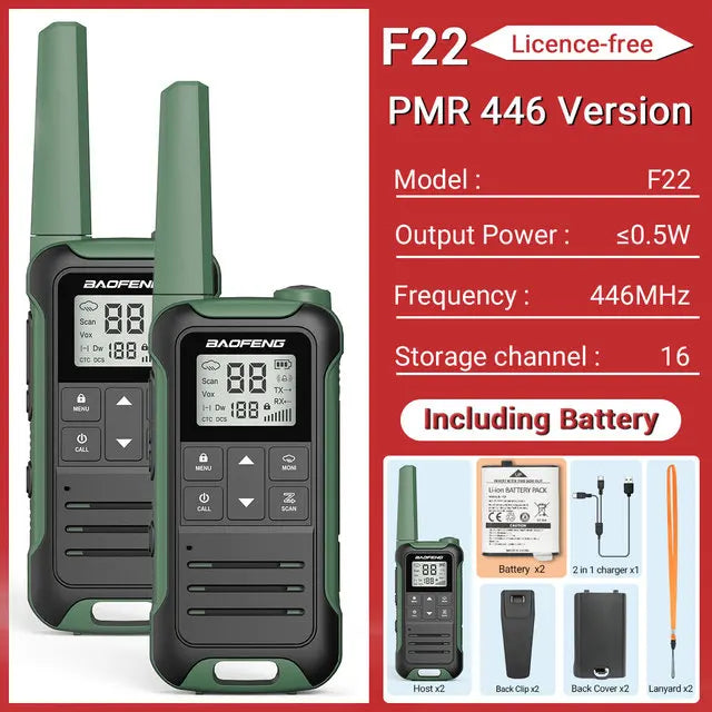 Baofeng F22 Walkie Talkie Twin Pack – Long Range