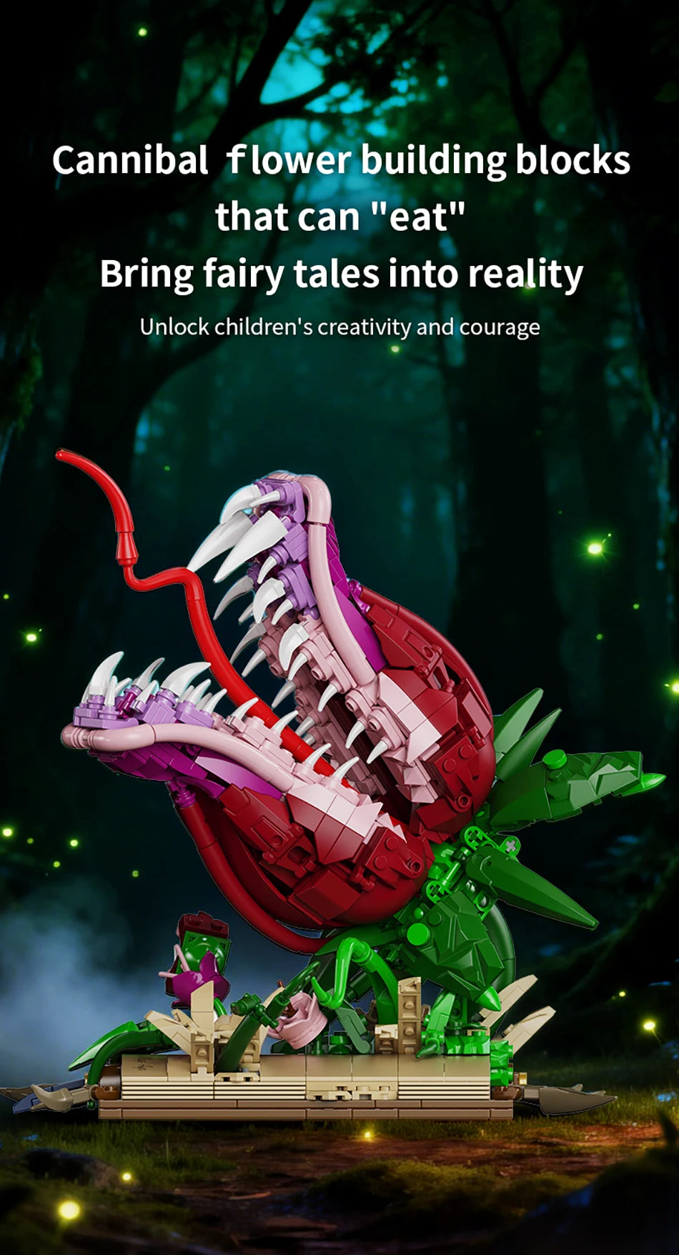 Creative MOC Carnivorous Plant Magic Book Building Blocks Collection Home Decoration Bricks Construction Toys For Children Gift