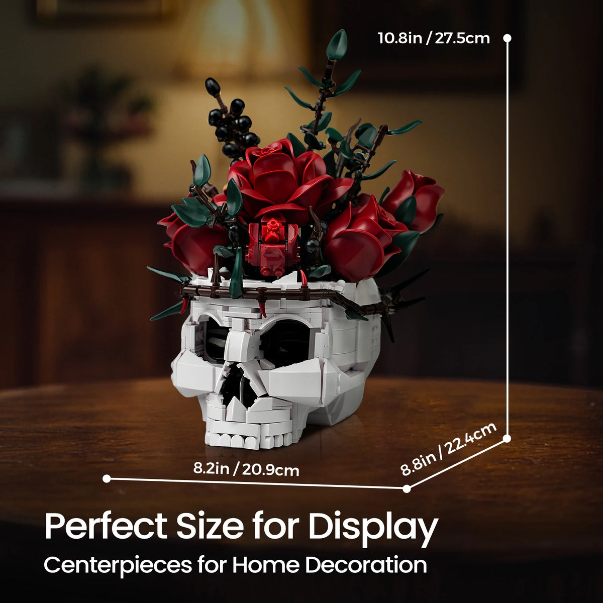 1101 pcs - Skull & Roses Gothic Building Set