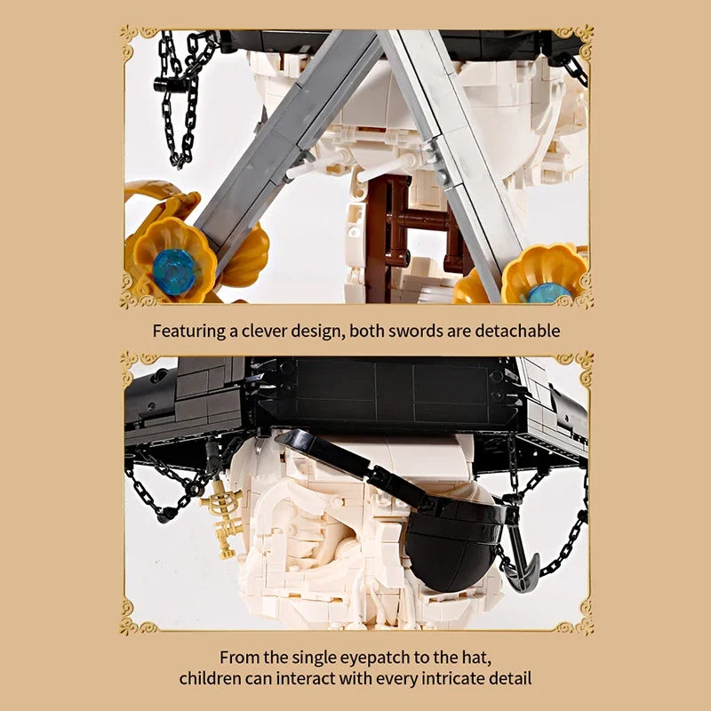 1,176PCS Pirate Captain Skull Building Set