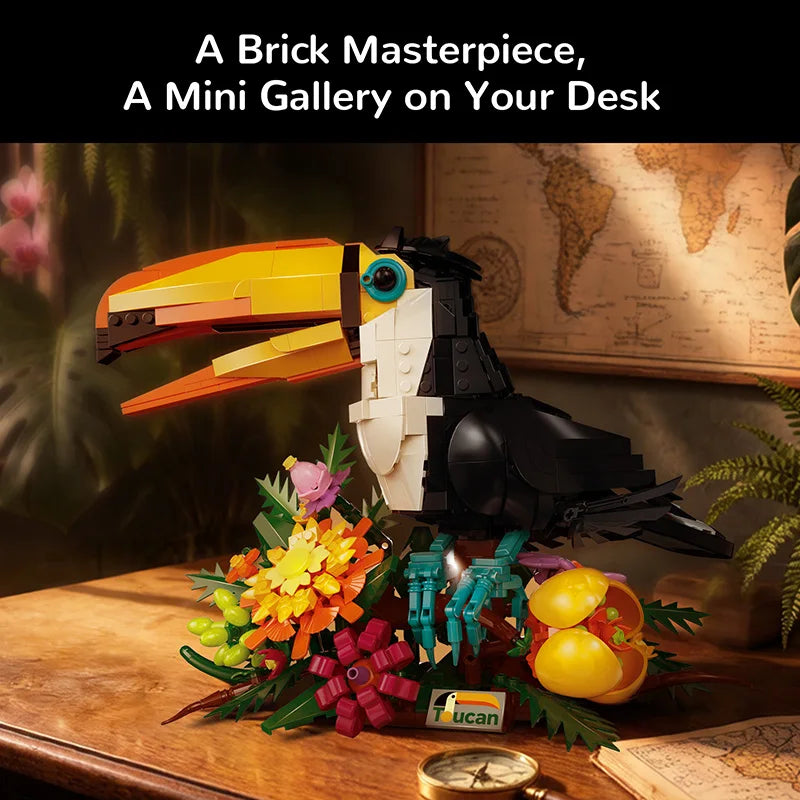 1068PCS Toucan Bird Building Blocks – Colourful 3D Animal Display Model