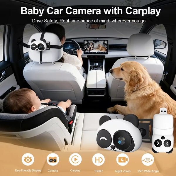 Baby Car Camera with Wireless CarPlay & Android Auto