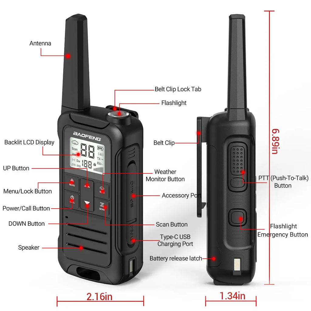 Baofeng F22 Walkie Talkie Twin Pack – Long Range PMR/FRS Two-Way Radios