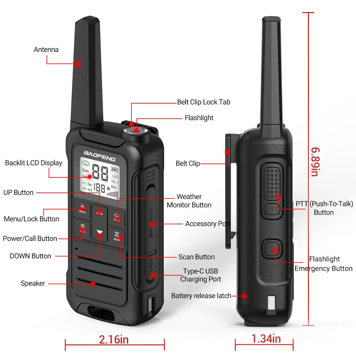 Baofeng F22 Walkie Talkie Twin Pack – Long Range PMR/FRS Two-Way Radios
