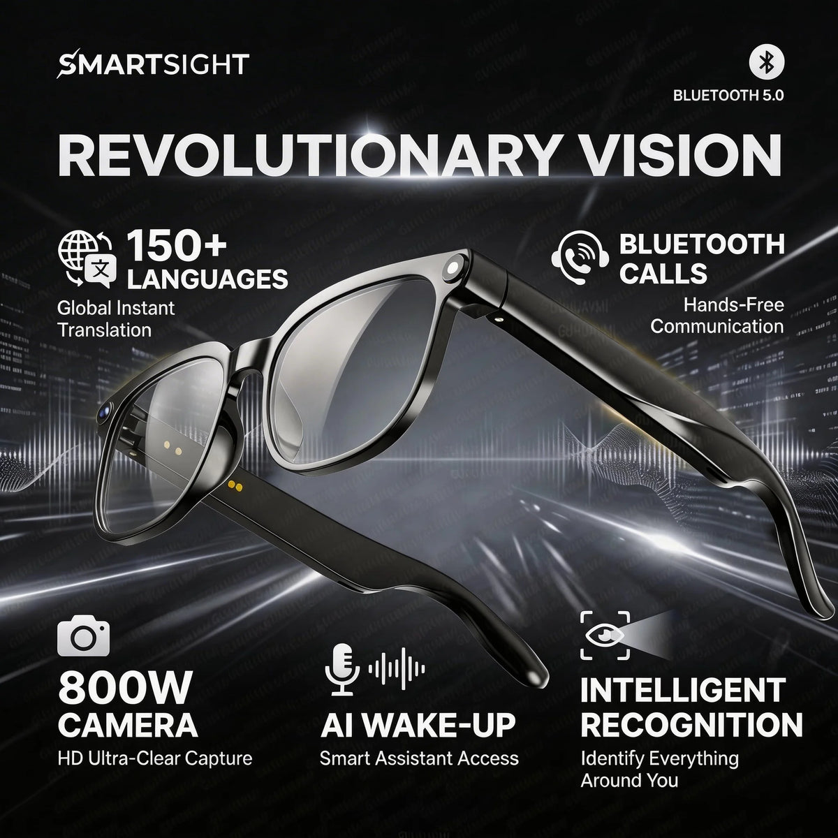 M02S AI Smart Glasses – 8MP Camera