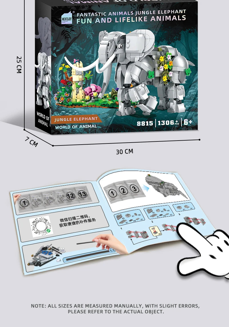 1306PCS Elephant Building Blocks – Animal Display Model