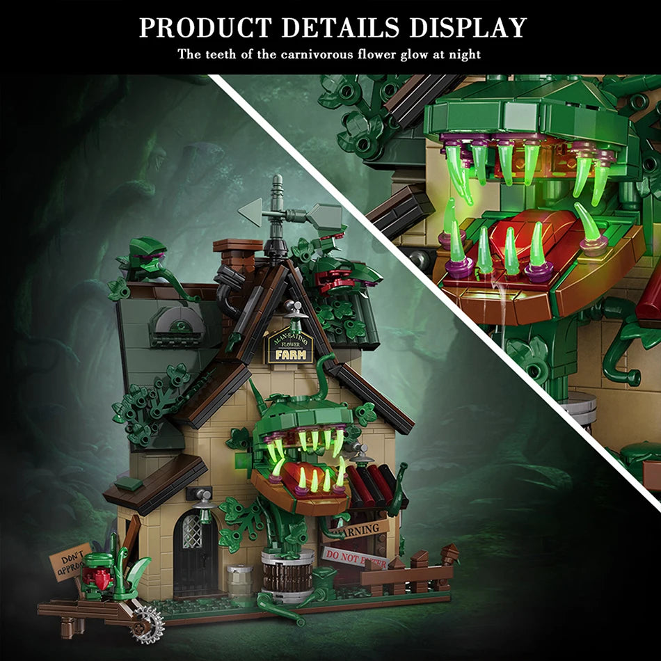 1,128PCS Audrey II Horror Plant Building Set