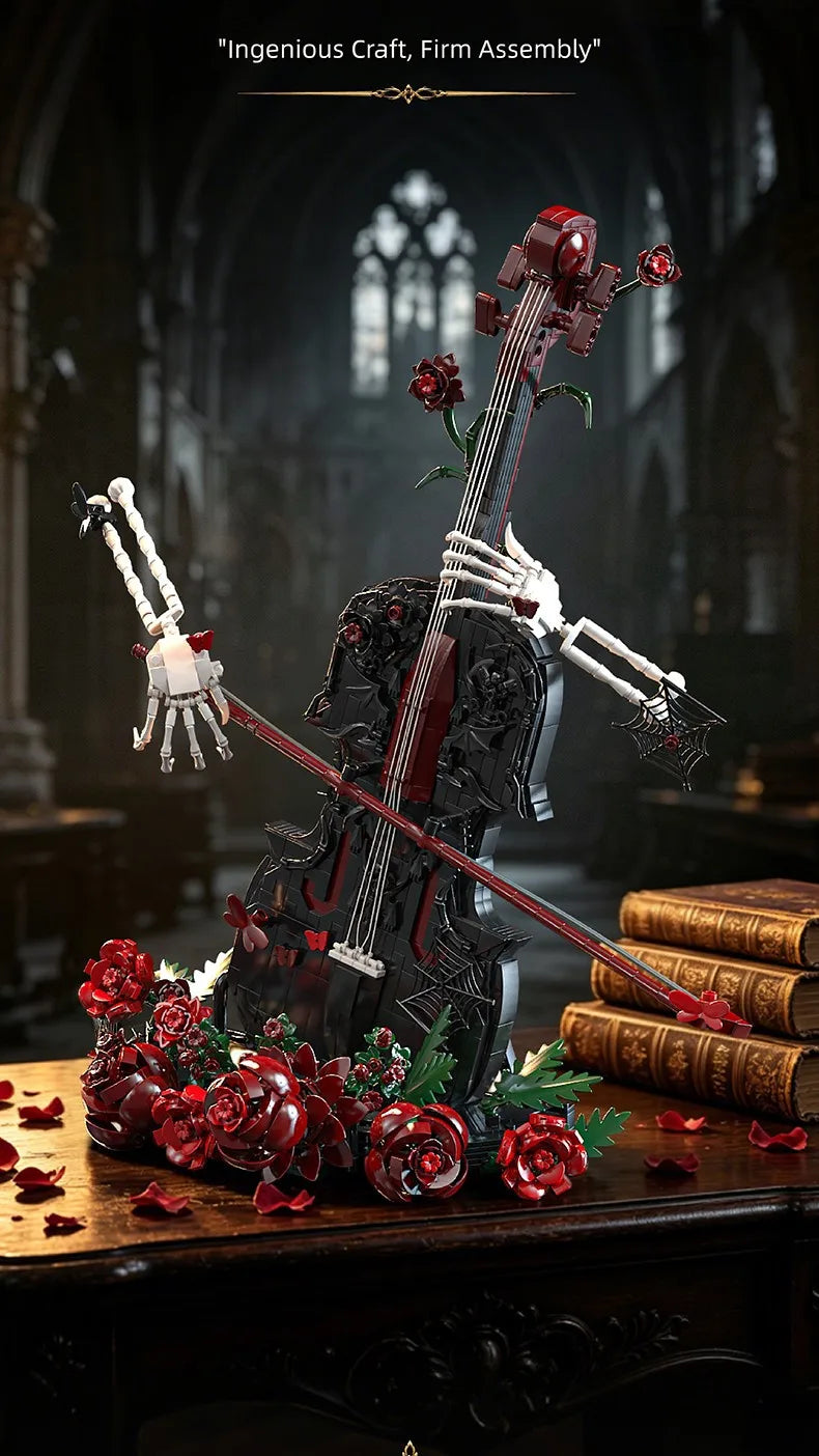 1,429 Pieces - Gothic Skeleton Cello Building Block Set