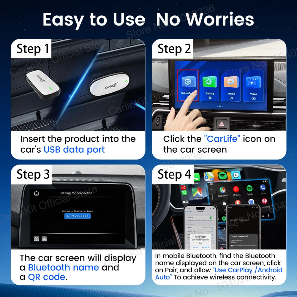 CarlinKit X1CA CarLife Wireless CarPlay & Android Auto Adapter