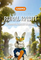 1258PCS Pastoral Rabbit Building Blocks – Floral Countryside Display Model