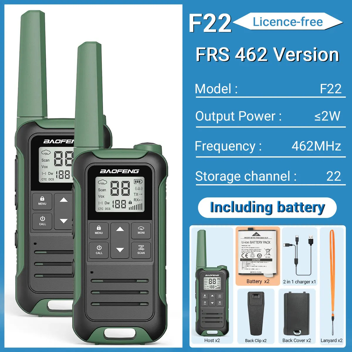 Baofeng F22 Walkie Talkie Twin Pack – Long Range